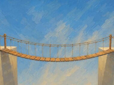 A bridge representing the confidence framework. From i want it , to i am doing it
