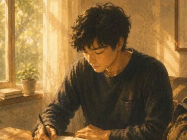 Solo traveler writing in notebook at window — first step of the Fear-to-Readiness Framework for managing travel anxiety