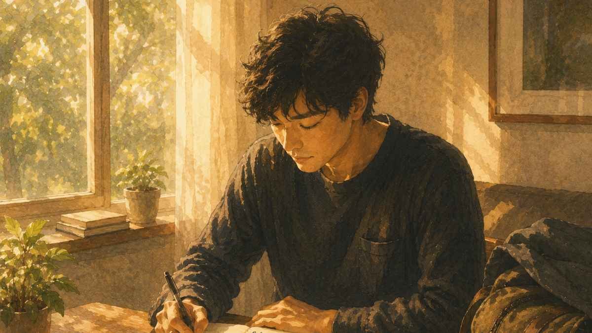Solo traveler writing in notebook at window — first step of the Fear-to-Readiness Framework for managing travel anxiety