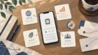 Unbranded smartphone, abstract route cards, signal cue, data cue, and four neutral selection tokens arranged for a travel eSIM fit decision.